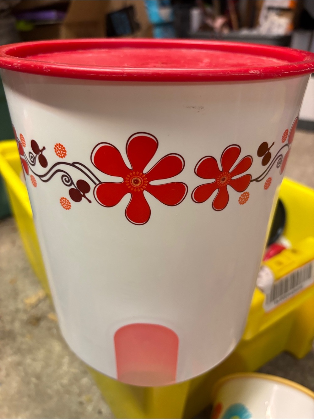 Large Tupperware Canister with florals